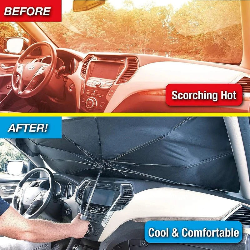 Umbrella-Style Car Windshield Sun Shade