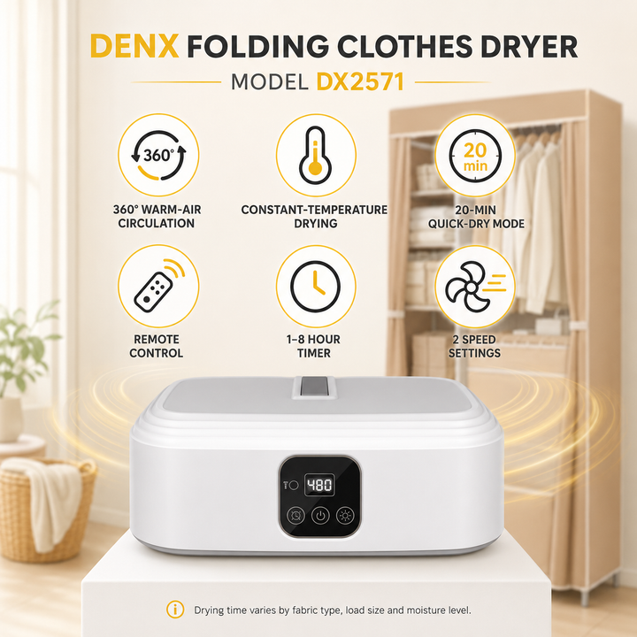 DENX DX2741 Folding Clothes Dryer with Digital Timer