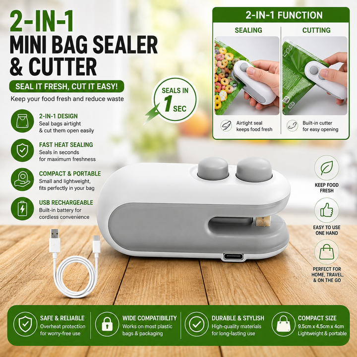 Portable Mini Sealing Machine – USB Rechargeable Food Bag Heat Sealer