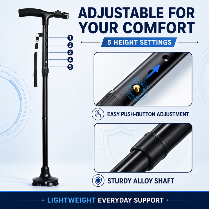 Magic Folding Walking Cane with LED Lights & Ergonomic Handle