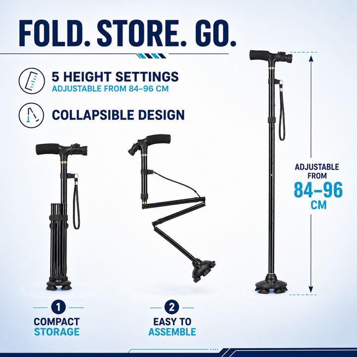 Magic Folding Walking Cane with LED Lights & Ergonomic Handle