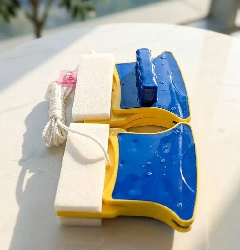 Double-Sided Magnetic Glass Cleaner – 2-in-1 Window & Glass Cleaning Tool with Safety Rope
