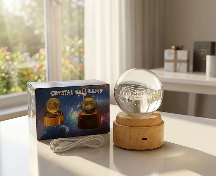 Crystal Ball Night Light – LED Decorative Ambient Lamp for Bedroom, Desk & Gifting