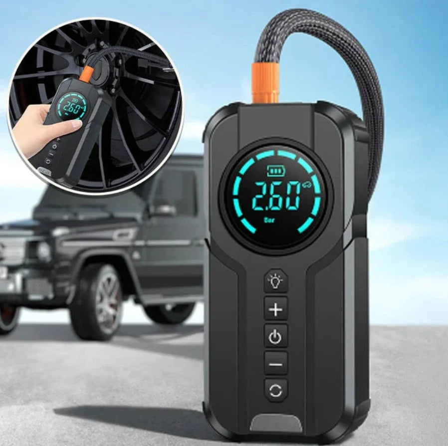 Denx Jump Starter with Air Pump – 150 PSI Portable Tire Inflator, Power Bank & Emergency LED Light