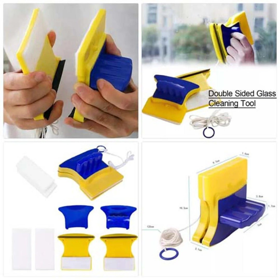 Double-Sided Magnetic Glass Cleaner – 2-in-1 Window & Glass Cleaning Tool with Safety Rope