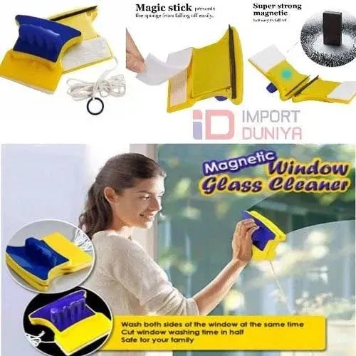 Double-Sided Magnetic Glass Cleaner – 2-in-1 Window & Glass Cleaning Tool with Safety Rope
