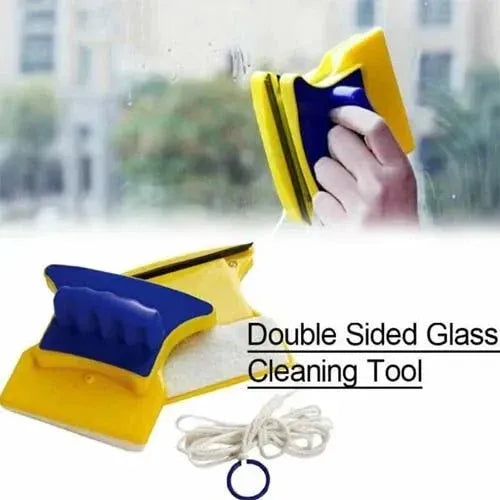 Double-Sided Magnetic Glass Cleaner – 2-in-1 Window & Glass Cleaning Tool with Safety Rope