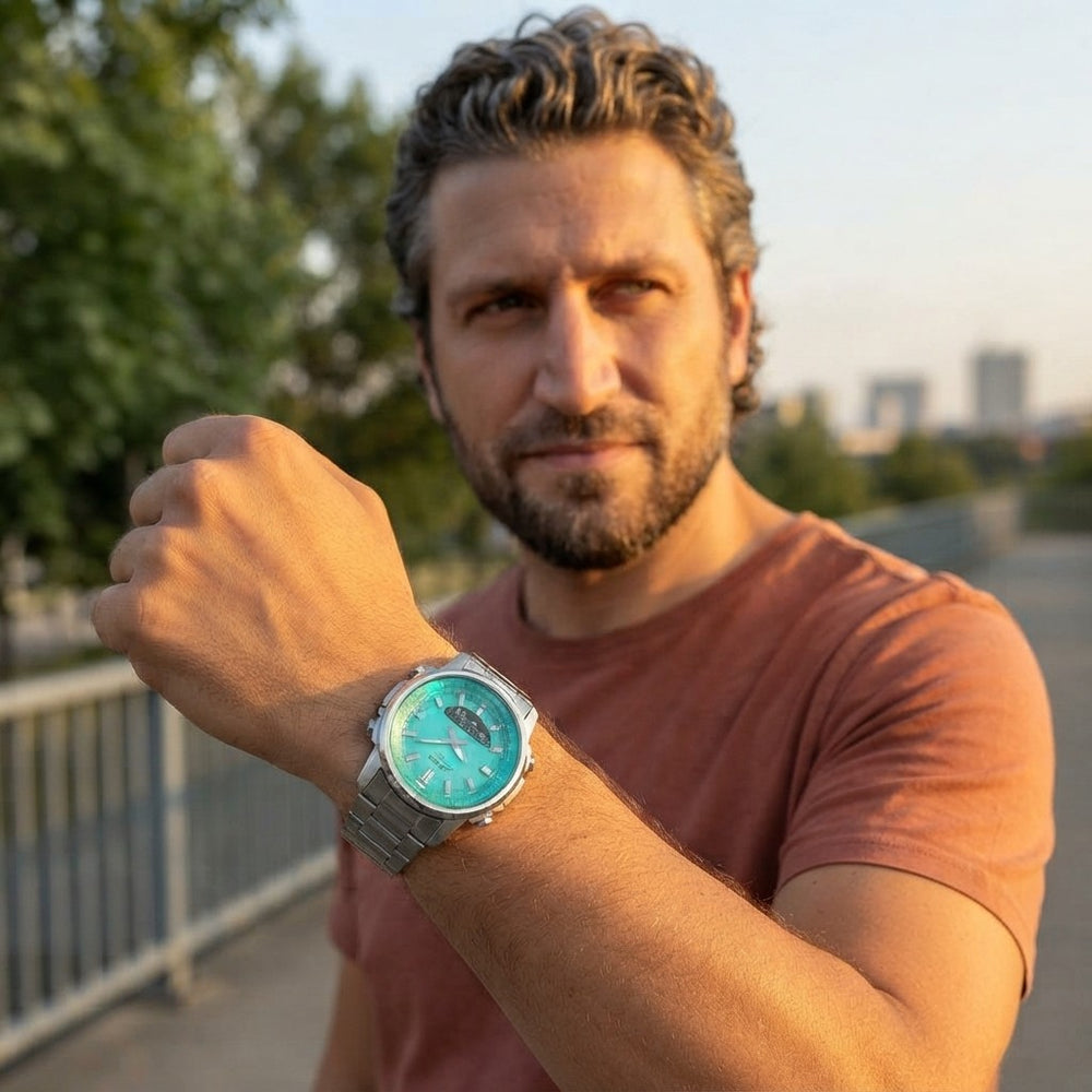 Turquoise Dial Stainless Steel Watch